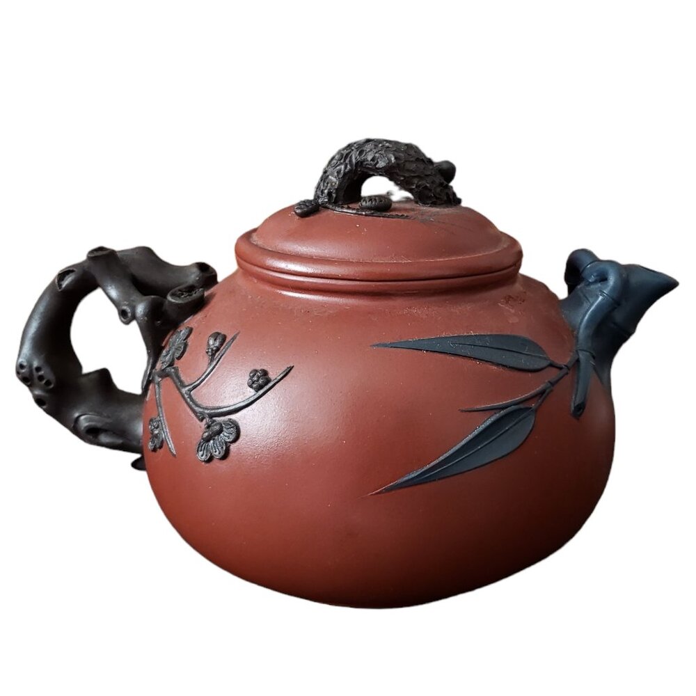 Vintage Chinese Yixing Aesthetic Zisha Clay Teapot Pottery Squirrel Acorn Lid